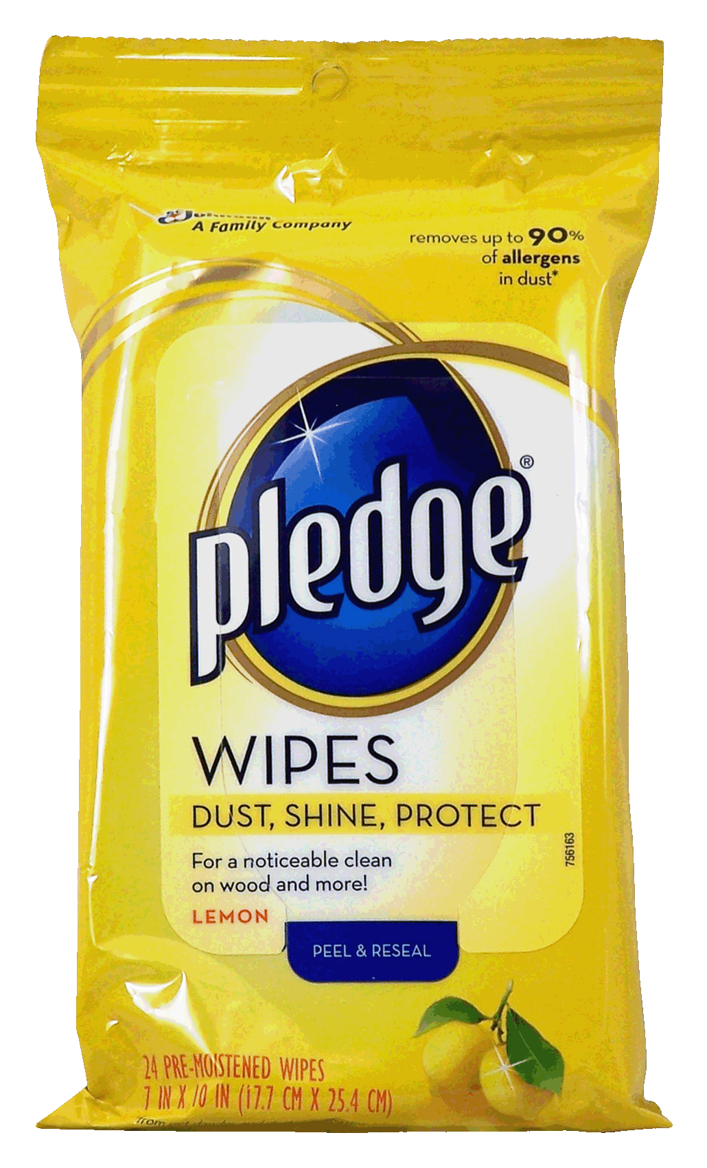 Pledge  pre-moistened wipes, dust, shine, protect, lemon scent Full-Size Picture